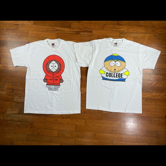 Vtg 90s Southpark Cartman Kenny College Comedy Central T-Shirt 2Lot Size L Rare - Picture 2 of 16